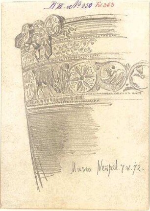 Walther, Conradin; u. a. Deutschland; Italien; Sammlung Conradin Walther: Band III, Nr. 317 - 359 (fol. 321 - 370) - Gefäß im Museum Neapel (Perspektive)