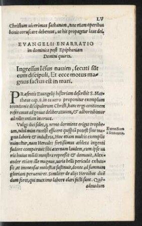 Evangelii Enarratio in dominica post Epiphaniam Domini quarta.