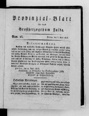 Num. 26., Ausgabe vom 5. April 1816