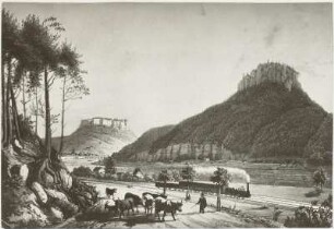 Sächsische Schweiz, Böhmische Eisenbahn, Litho.
