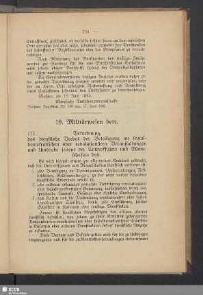 19. Militärwesen betr.