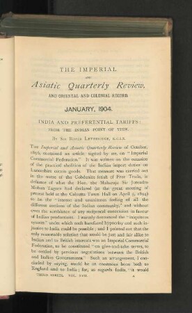 India and Preferential Tariffs. From the Indian Point of View.