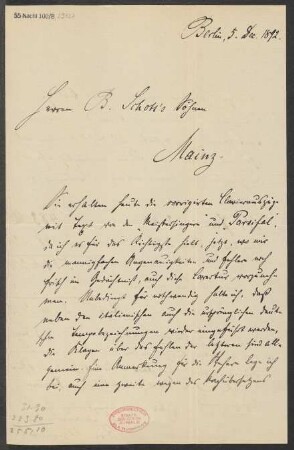 Brief an B. Schott's Söhne : 05.12.1892
