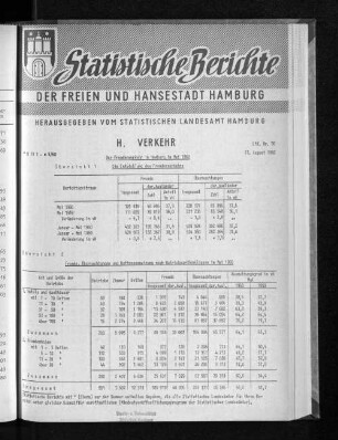 Der Fremdenverkehr in Hamburg im Mai 1960 : Lfd. Nr. 56