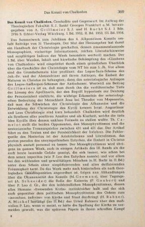 369-374 [Rezension] Das Konzil von Chalkedon