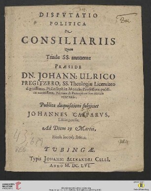 Dispvtatio Politica De Consiliariis