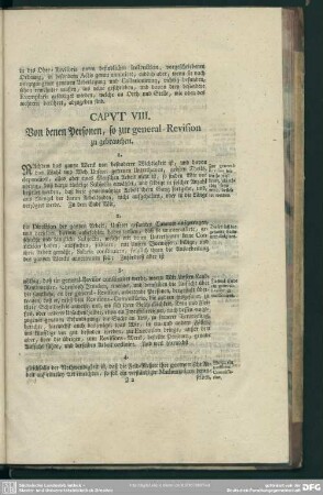 Caput VIII. Von denen Personen, so zur general-Revision zu gebrauchen