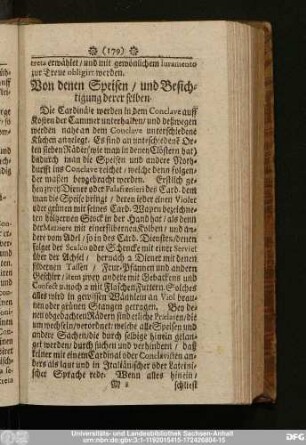 Von denen Speisen, und Besichtigung derer selben.