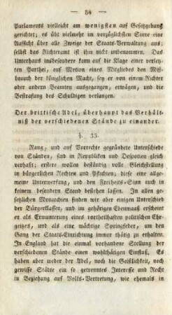 Der brittische Adel, überhaupt das Verhältniß der verschiedenen Stände zu einander