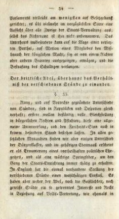 Der brittische Adel, überhaupt das Verhältniß der verschiedenen Stände zu einander