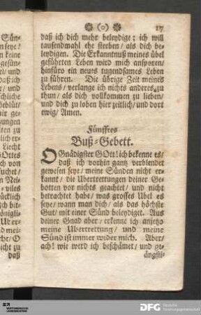 Fünfftes Buß-Gebett.