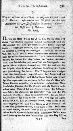 Neuer Himmels-Atlas : im größten Format / von J. E. Bode. - Berlin. - Zweyes Heft von 4 Blättern, 1798