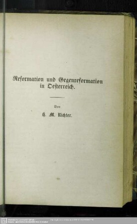 Reformation und Gegenreformation in Oesterreich.