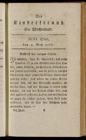 XCVI. Stück, den 3. May 1777