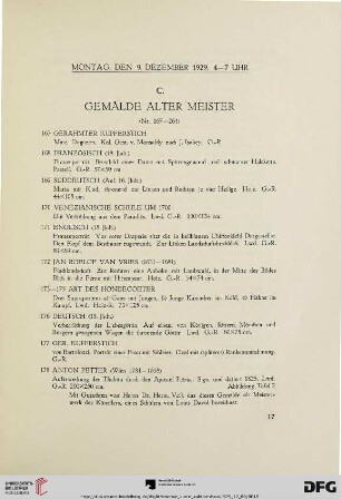 C. Gemälde Alter Meister (Nr. 167-264)