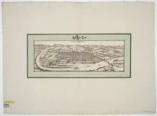 Ansicht von Trier, Radierung, um 1683 : Treveris. - [Amsterdam] : [Waesberghe] , [1683]. - 1 Ansicht : Radierung ; 46 x 16 cm. Titel oben Mitte