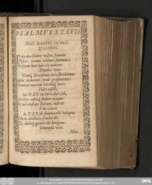 Psalmus XXXVII. Noli aemulari in malignantibus.