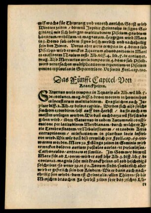 Das Fünfft Capitel/ Von Kranckheiten.
