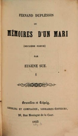 Fernand Duplessis ou mémoires d'un mari. 2,1