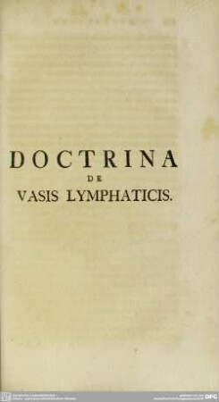 Doctrina De Vasis Lymphaticis