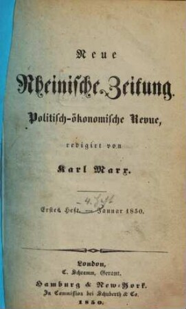 Neue rheinische Zeitung : politisch-ökonomische Revue. 1. 1850