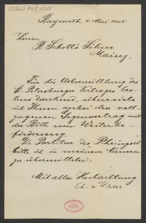 Brief an B. Schott's Söhne : 04.05.1905