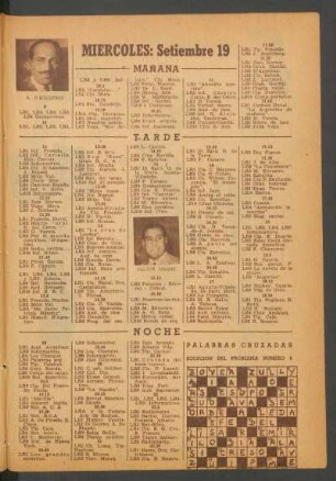 [Programa de] Miércoles: Setiembre 19