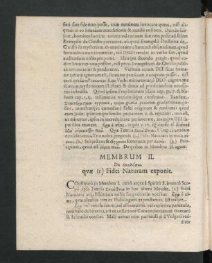 Membrum II. De ... quae Fidei Naturam exponit.