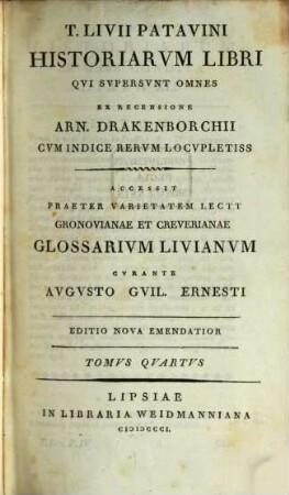 T. Livii Patavini Historiarvm Libri Qvi Svpersvnt Omnes. 4