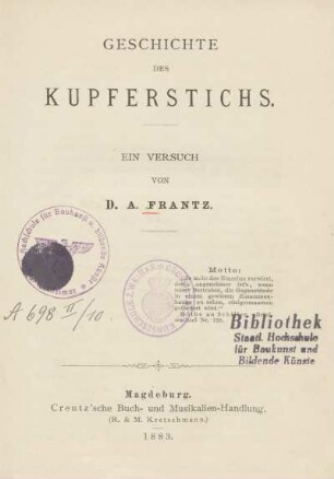 Geschichte des Kupferstichs : ein Versuch