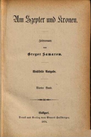 Um Szepter und Kronen : Zeitroman, [1],4