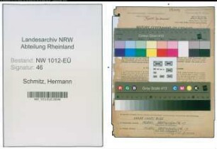 Entnazifizierung Hermann Schmitz , geb. 26.08.1900 (Lehrer)