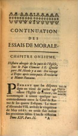 Continuation Des Essais De Morale, Tome 14, 2. Partie. Contenant La Vie De M. Nicole & l'Histoire de ses Ouvrages