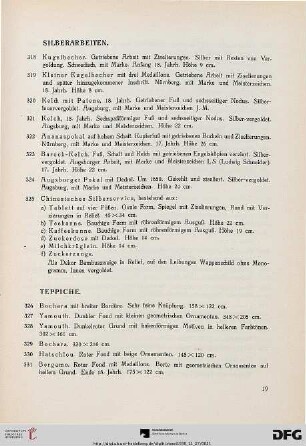 Silberarbeiten (Nr. 318-325)