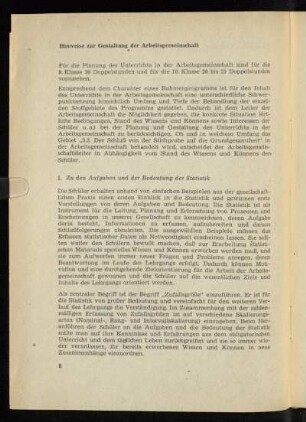 Hinweise zur Gestaltung der Arbeitsgemeinschaft