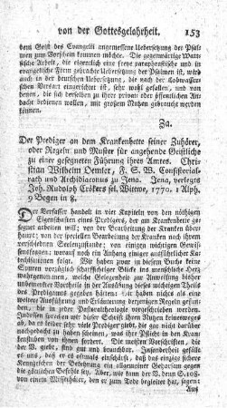 Der Prediger an dem Krankenbette seiner Zuhörer.