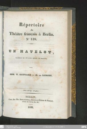 Un matelot : comédie en un acte mêlée de chants