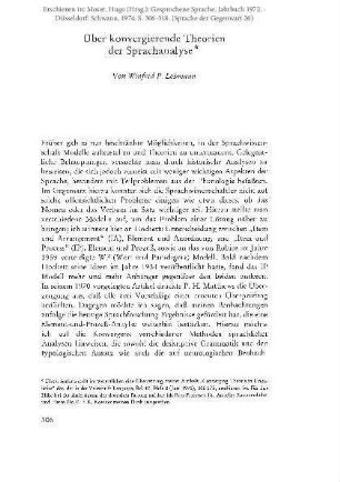 Über konvergierende Theorien der Sprachanalyse