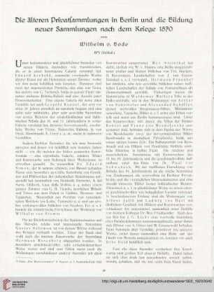 4/5: Die älteren Privatsammlungen in Berlin und die Bildung neuer Sammlungen nach dem Kriege 1870, [3]