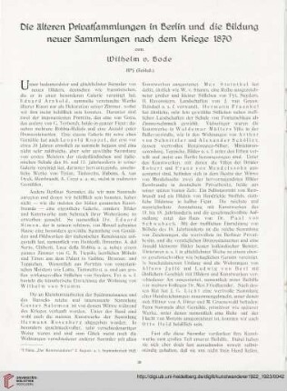 4/5: Die älteren Privatsammlungen in Berlin und die Bildung neuer Sammlungen nach dem Kriege 1870, [3]