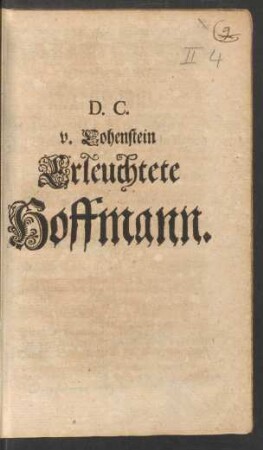 D. C. v. Lohenstein Erleuchtete Hoffmann