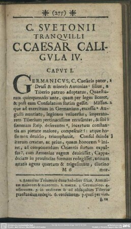 C. Suetonii Tranquilli C. Caesar Caligula IV.
