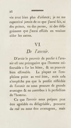 VI. De l'avenir