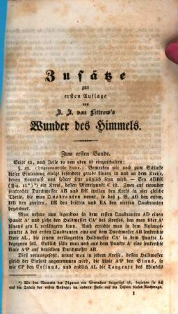 Die Wunder des Himmels, oder gemeinfaßliche Darstellung des Weltsystems : drei Bände ; mit dem Bildnisse des Verfassers und astronomischen Tafeln, [4]. Nachträge und Zusätze zur ersten Auflage der Wunder des Himmels