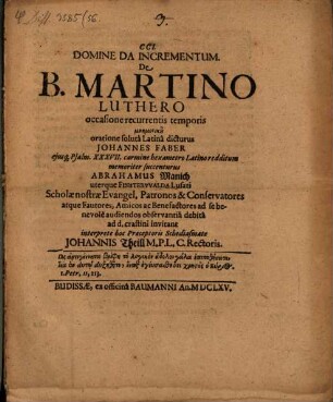 CCI. De B. Martino Luthero