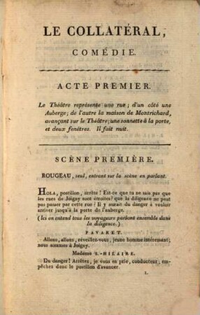 Le collatéral, ou la diligence à Joigny : comédie en cinq actes et en prose