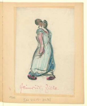 Frau mit blauem Kleid