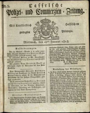 Nr. 5, Mittwoch, den 18ten Januar 1815