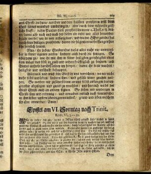 Epistel am VI. Sonntag nach Trinit. - Epistel am X. Sonntag nach Trinit.