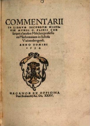 Commentarii In Librvm Secvndvm Historiae Mvndi C. Plinii
